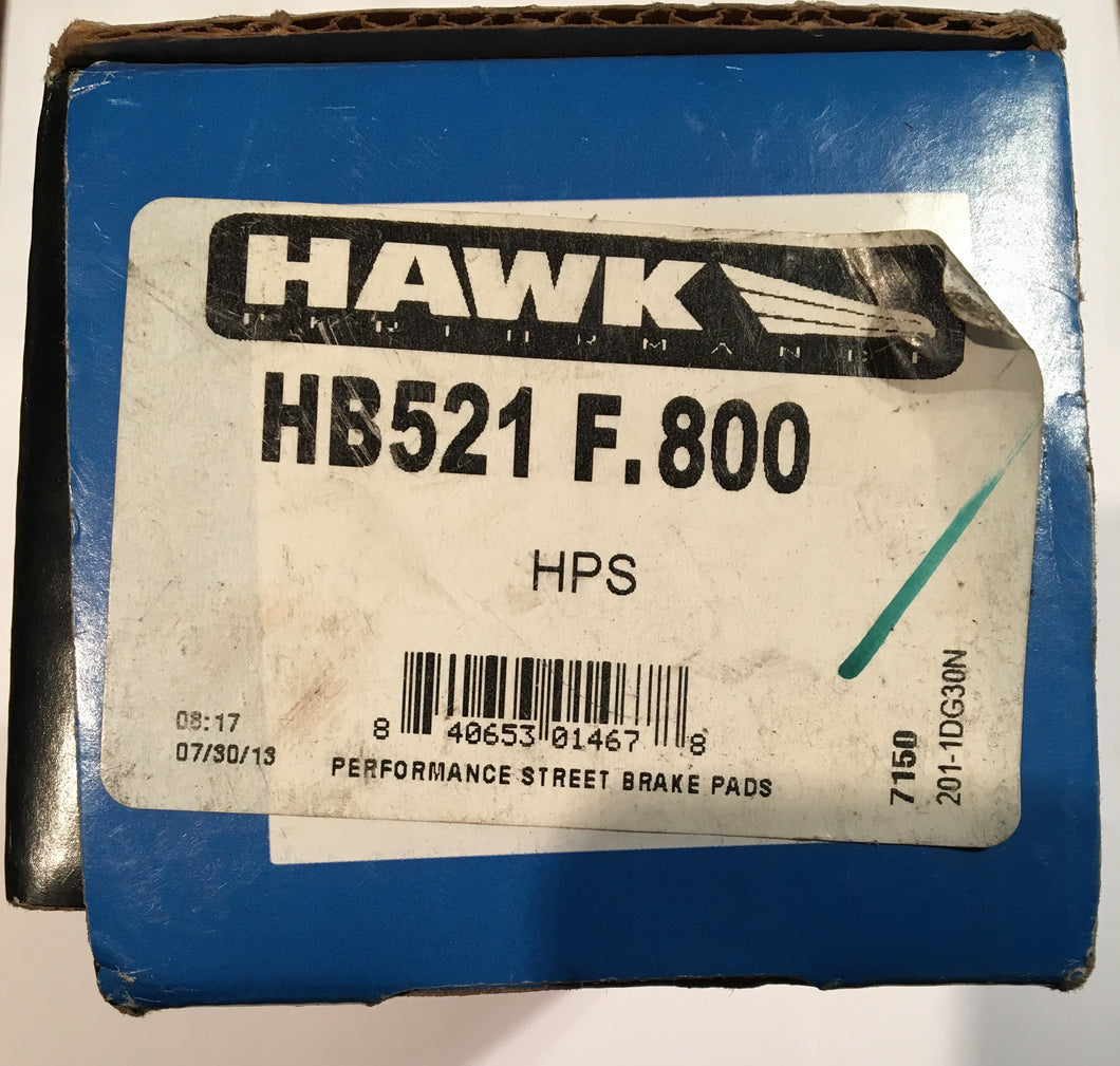 Hawk HB521F.800 Front Or Rear Brake Pads HPS Compound
